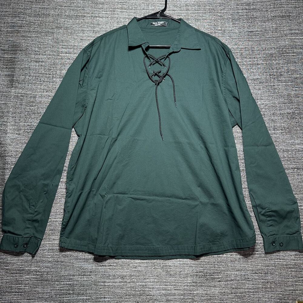 Paul Jones Pullover Shirt Men's XL Green Drawstring Long Sleeve Stretch